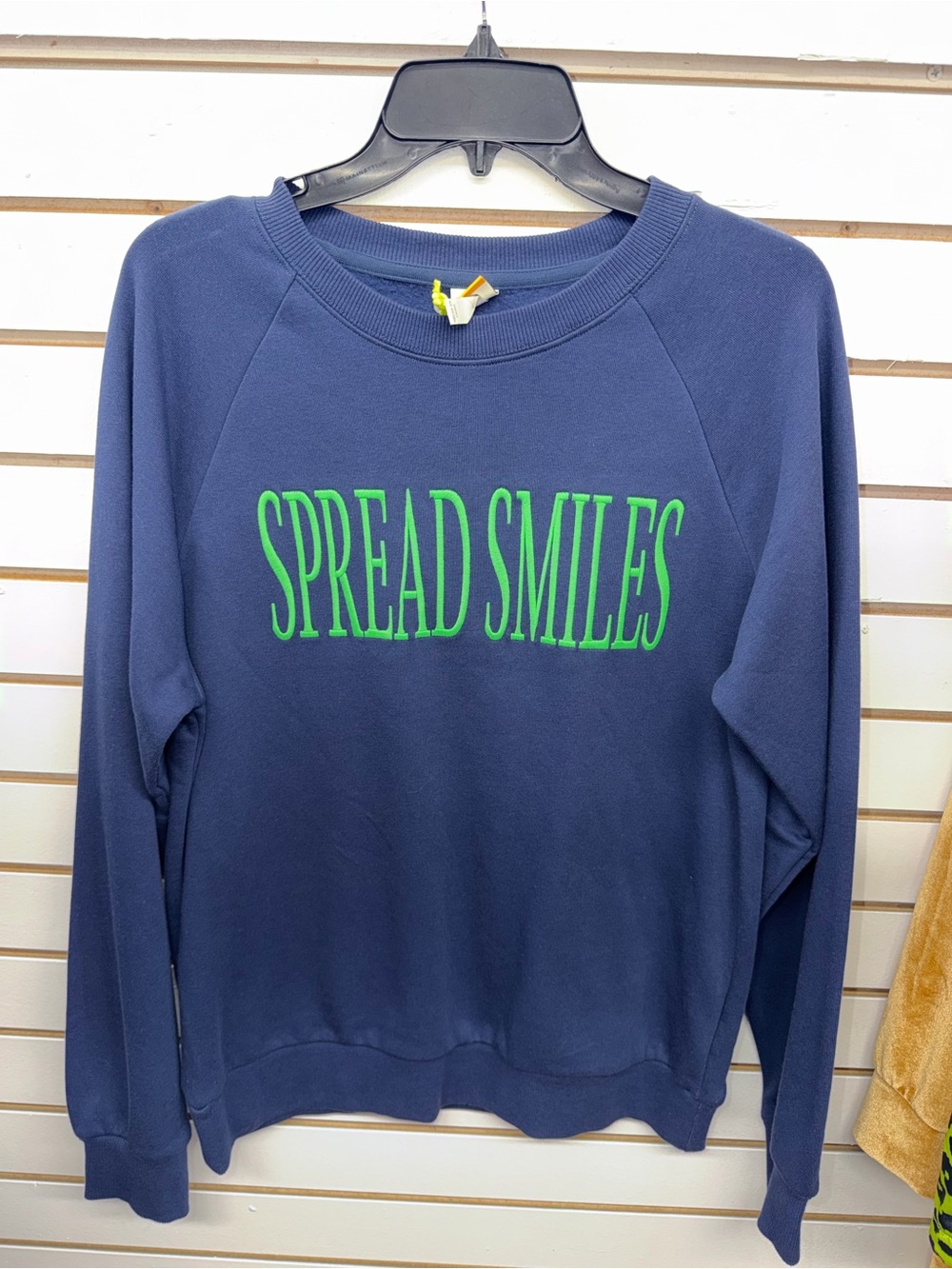 Spread Smiles Navy Blue Crewneck Sweatshirt Green Graphic